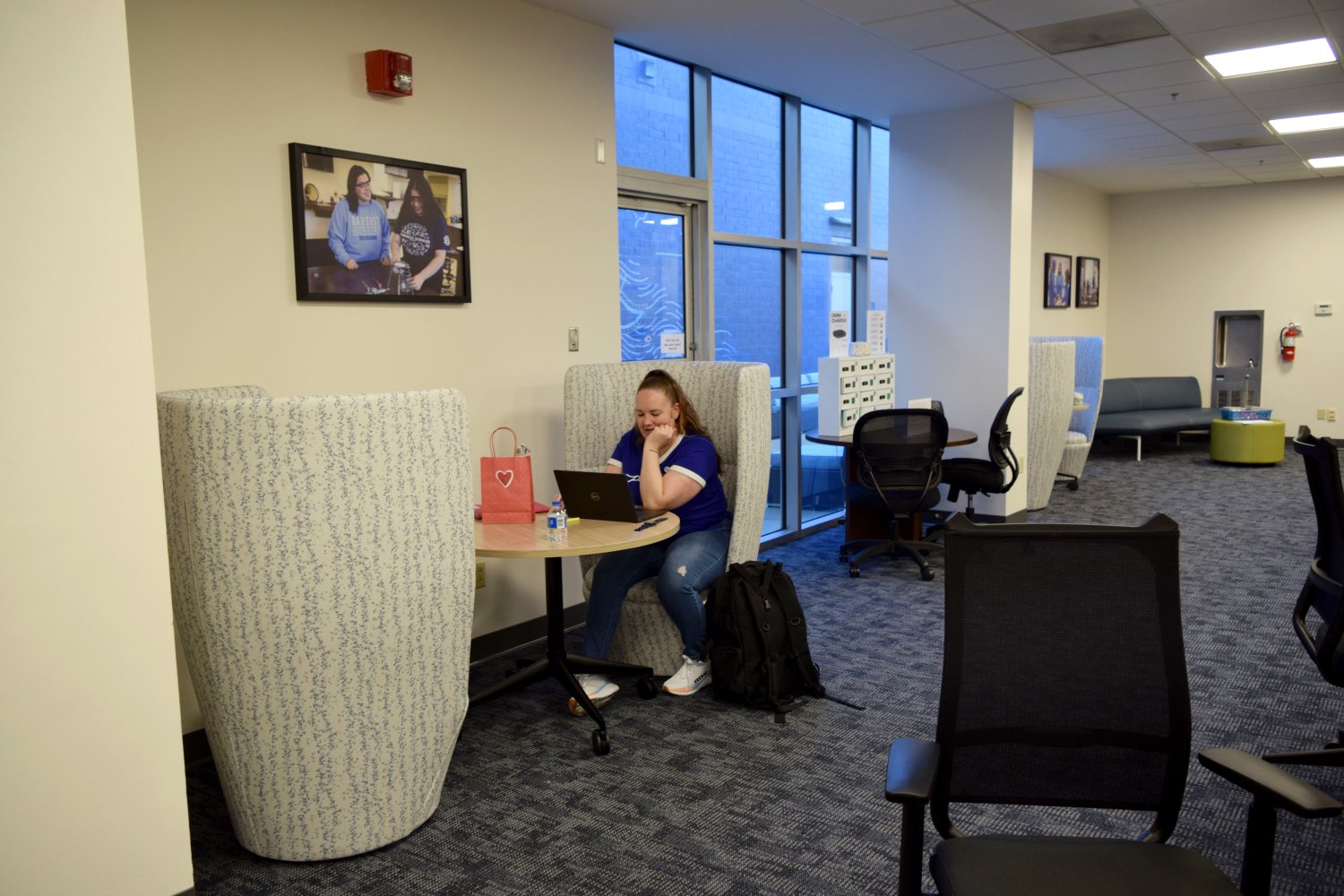 Student in a seating area