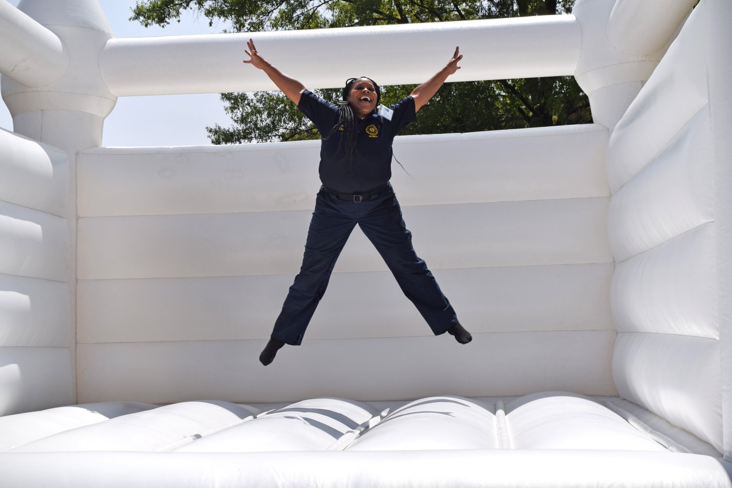 Rock the Block party with chief jumping in bouncer 